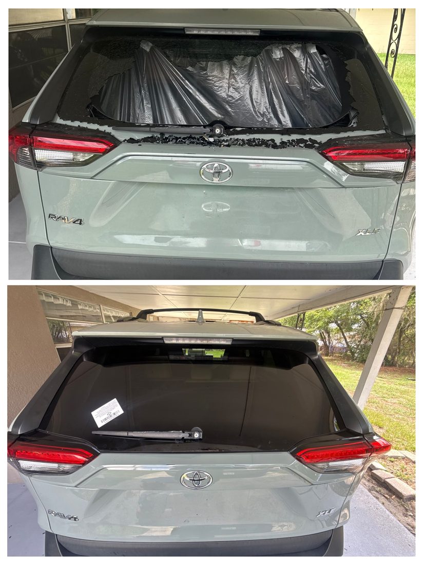 Back glass replacement on a Toyota RAV4 in Tampa