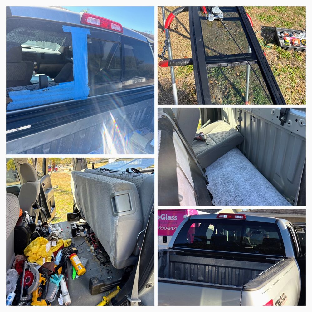 Pickup truck rear glass replacement in Tampa