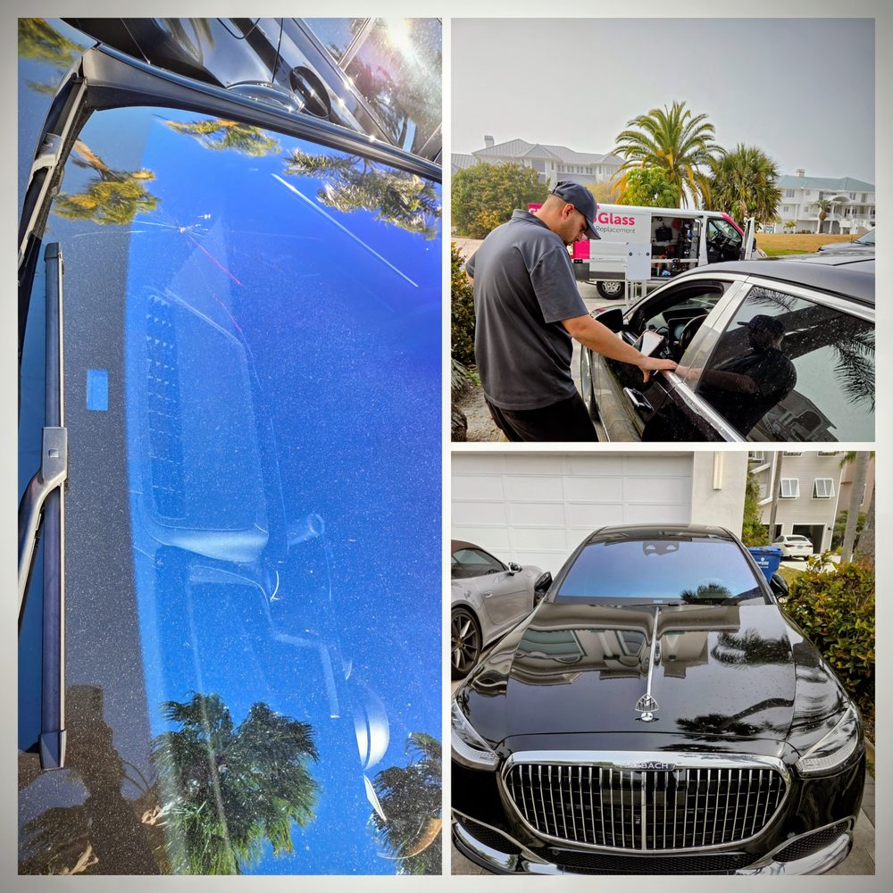 Mobile windshield replacement and ADAS calibration on a Mercedes-Maybach