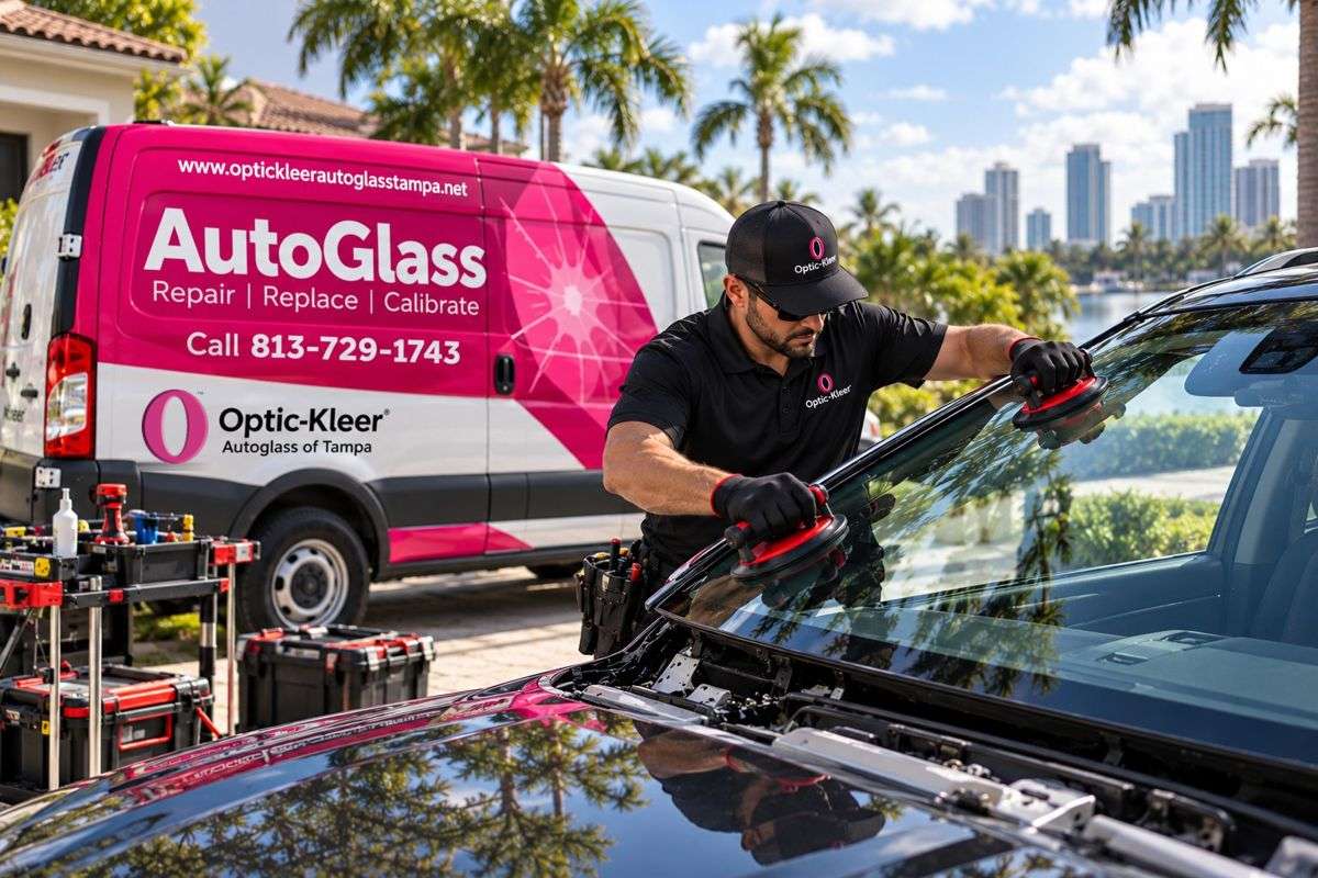 Optic-Kleer mobile auto glass service van in Tampa